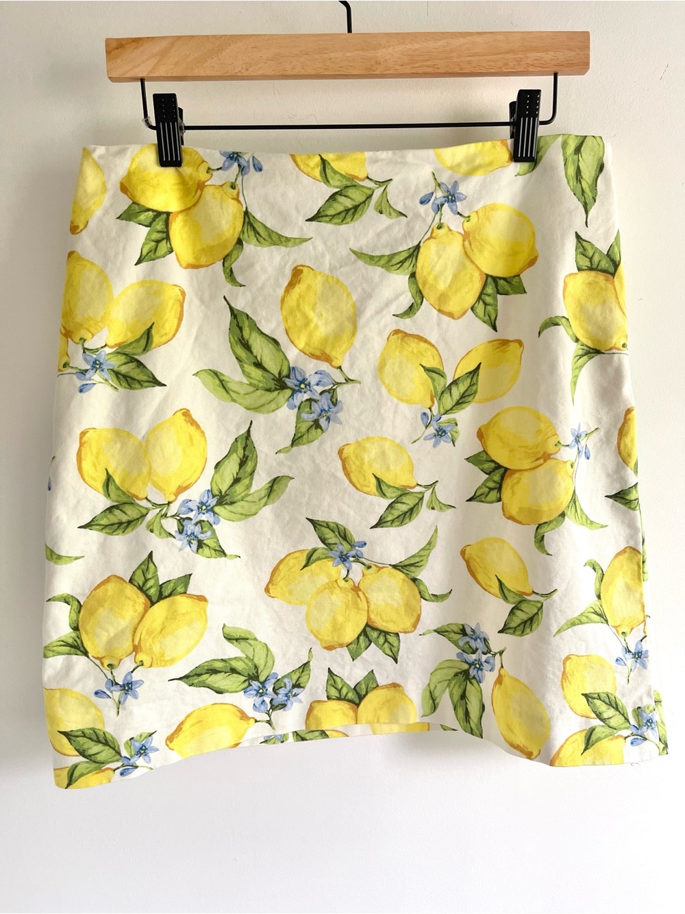 Talbots Lemon Blossom Print A-Line Cotton Blend Skirt Size 10 Summer Cottagecore